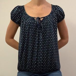 Max Studio polka dot cap sleeve shirt